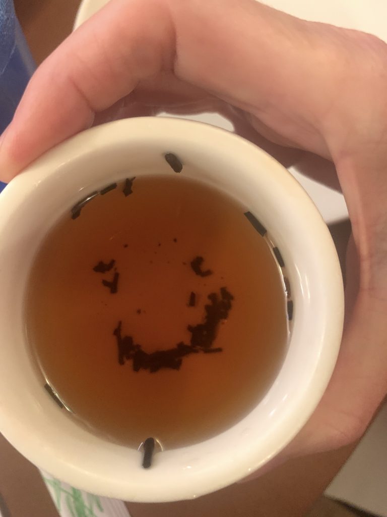 Tea leaves in cup