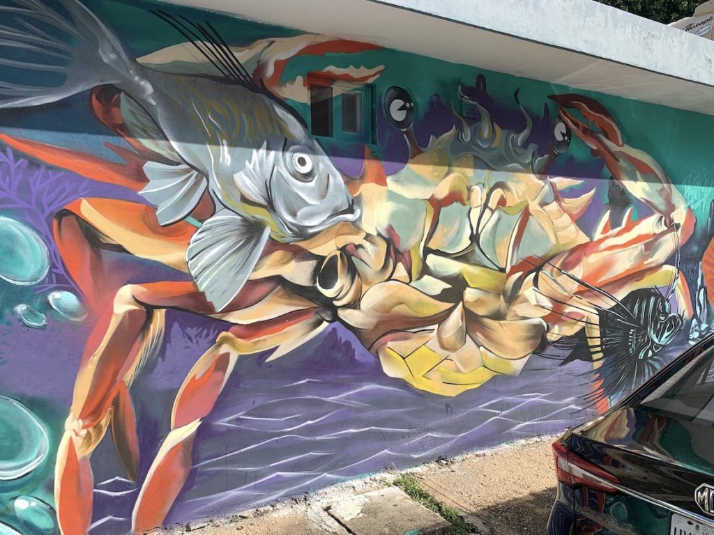 Street art of a crab