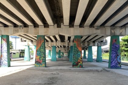Wall art under the freeway in Playa