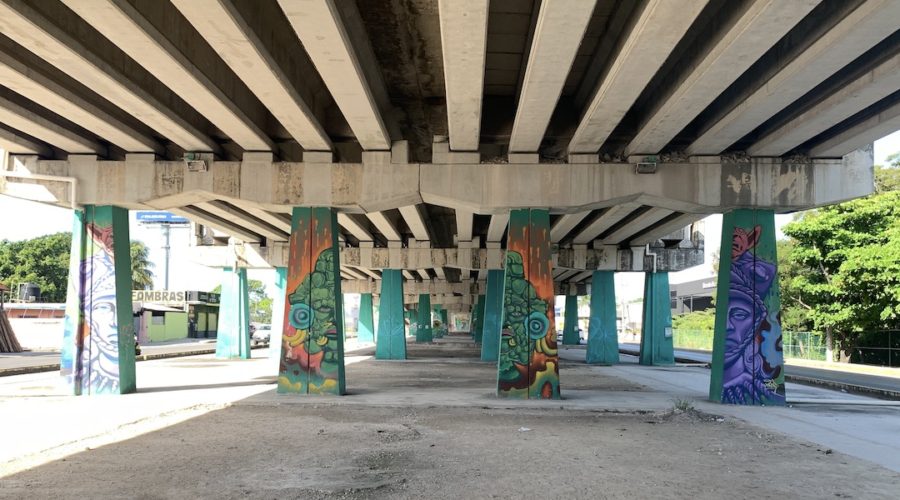 Wall art under the freeway in Playa