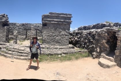 Mrs. ItchyFeet in front of Tulum Mayan Ruin