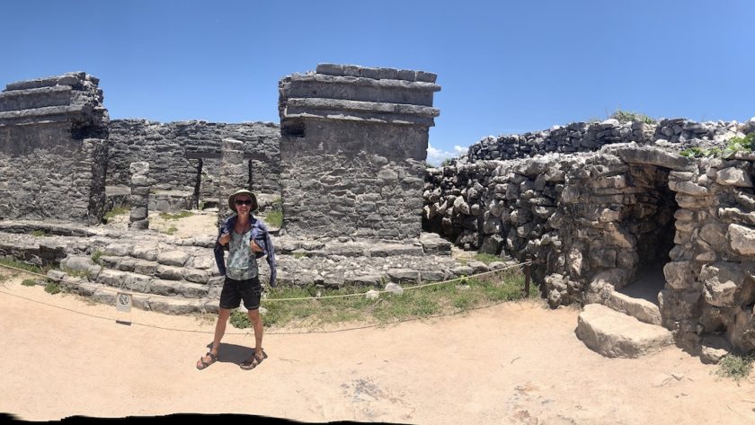 Mrs. ItchyFeet in front of Tulum Mayan Ruin