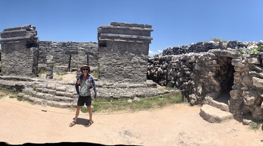 Mrs. ItchyFeet in front of Tulum Mayan Ruin