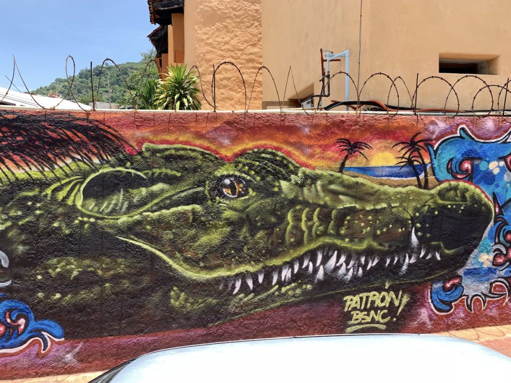 Crocodile street art in Ixtapa