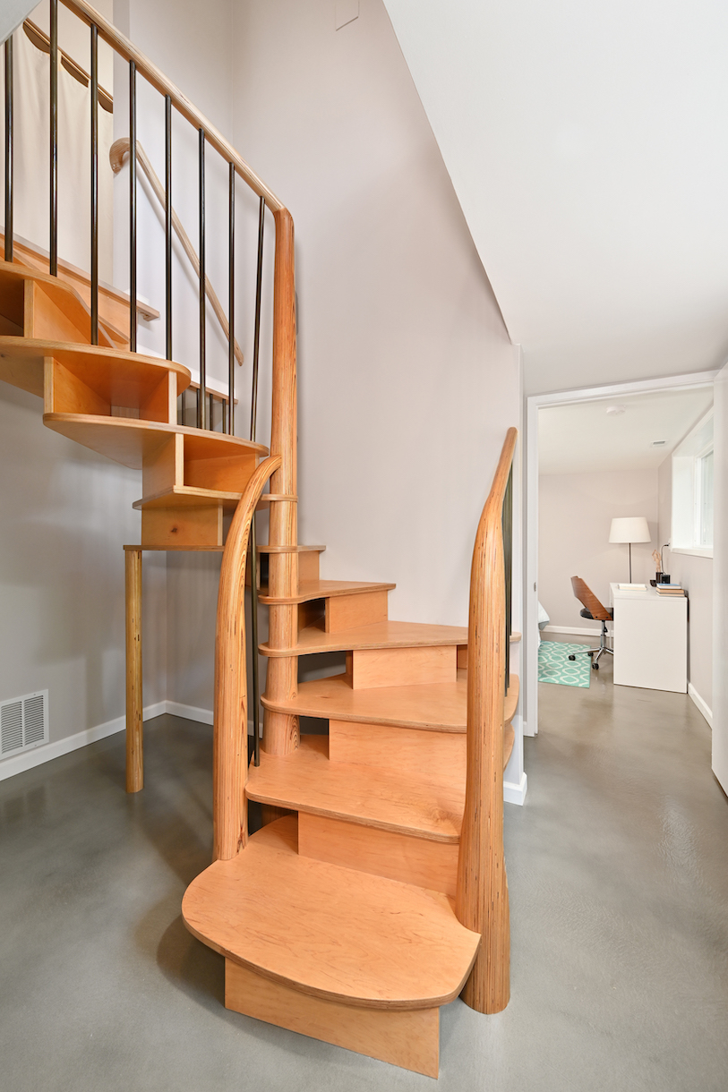 Wood staircase after remodel