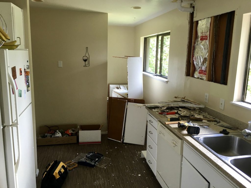 Kitchen during remodel, what a mess