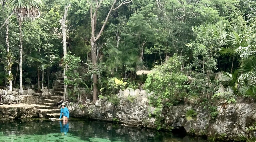 Mrs. ItchyFeet at Cenote Yax-kin