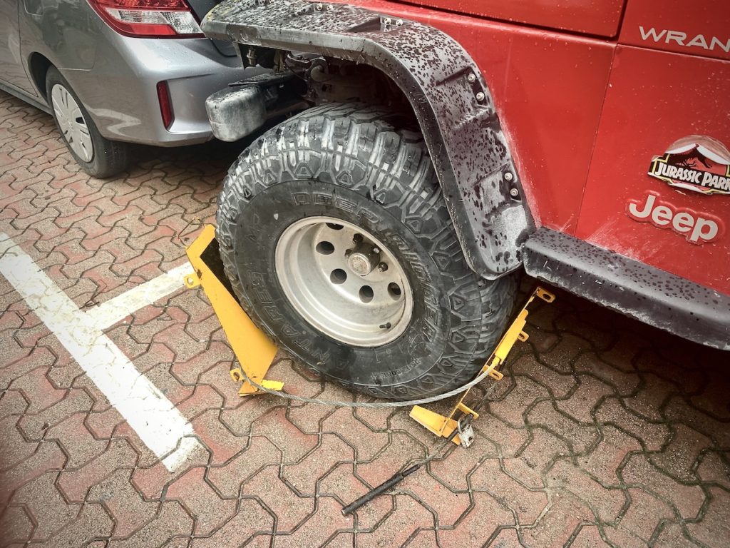 Booted Jeep tire