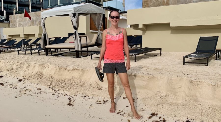 Mrs. ItchyFeet at the beach in Playa