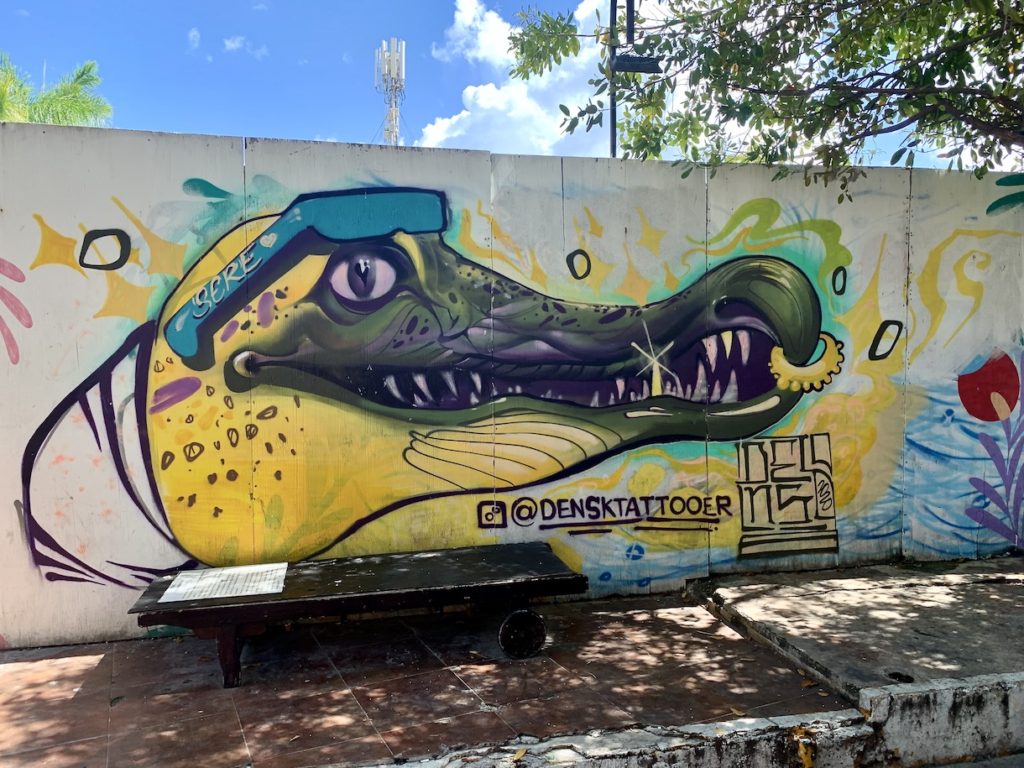 Street art of a crocodile