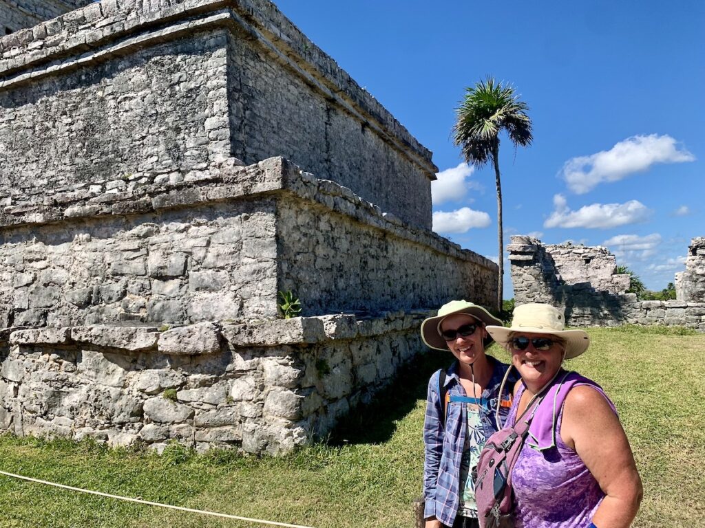 Mrs. ItchyFeet and Mum-in-Law at Tulum Mayan Ruins