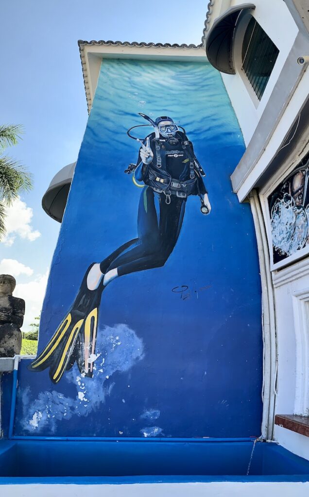 Street art of an underwater scuba diver
