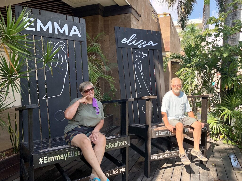 In-Laws on giant beach chairs