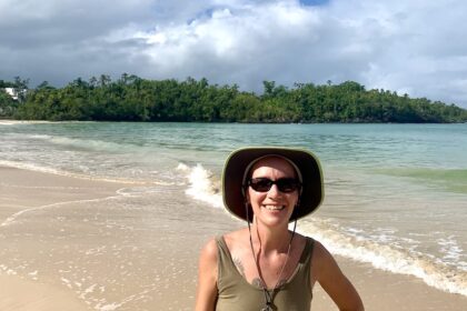 Mrs. ItchyFeet at the beach in Las Terrenas, DR