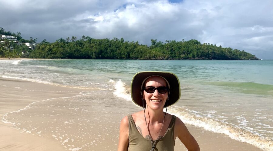 Mrs. ItchyFeet at the beach in Las Terrenas, DR
