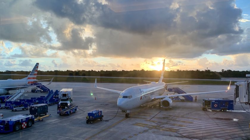 Cancun airport at sunrise