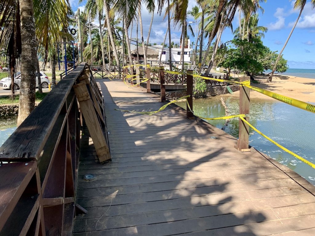 Damage to walking bridge from Hurricane Fiona