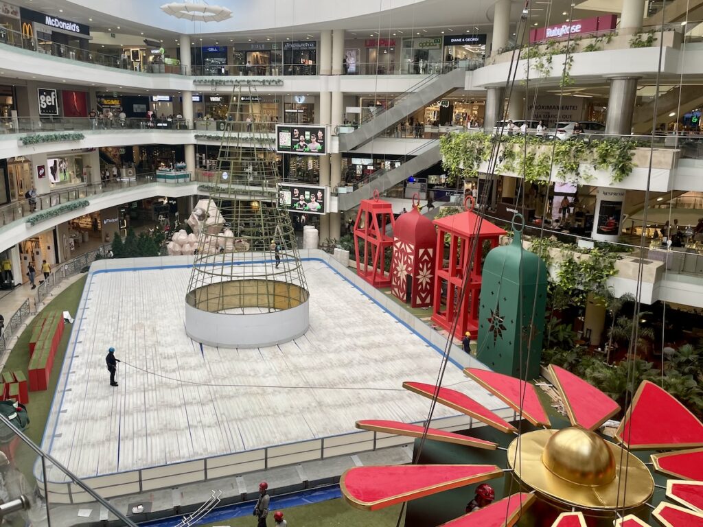 Ice skating rink being built in the mall