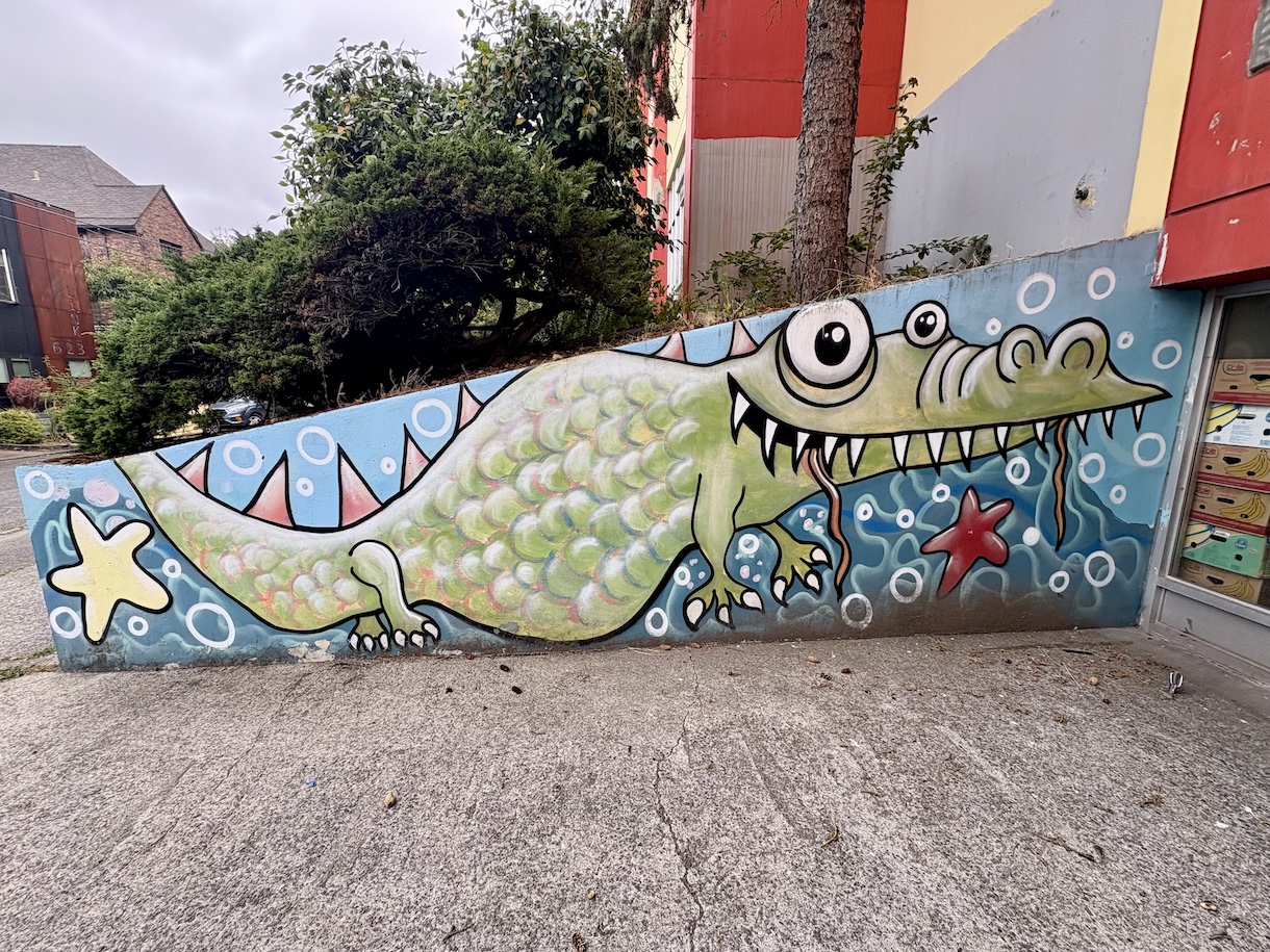 Street art of cartoon crocodile