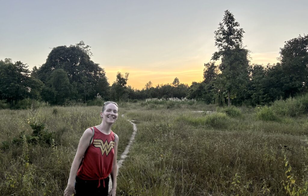 Mrs. ItchyFeet on run in the woods