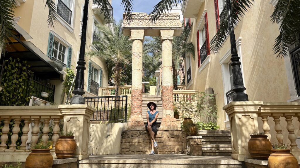 Mrs. ItchyFeet on stairs