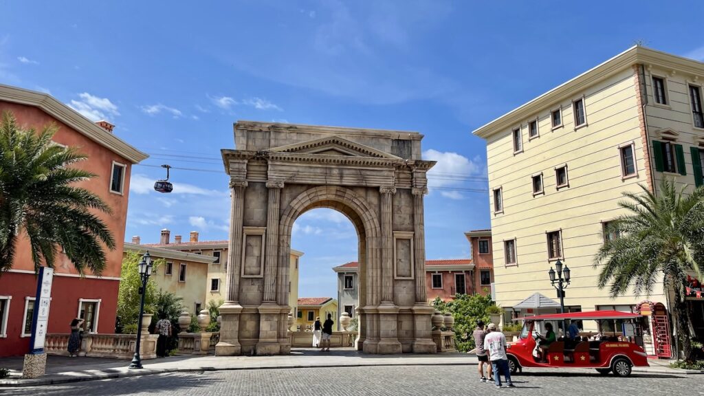 Sunset Town with aerial cable car