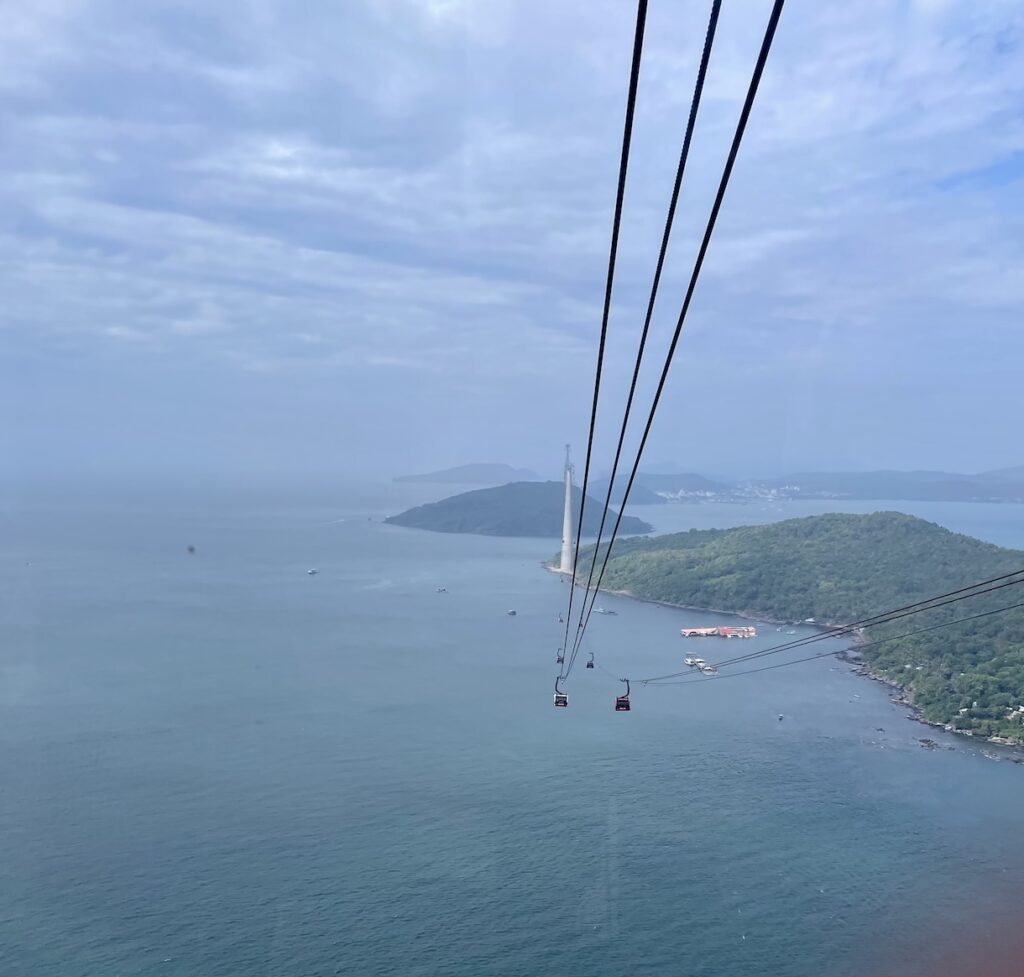 Aerial view of cable cars