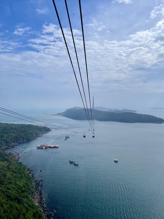 Aerial view of cable cars