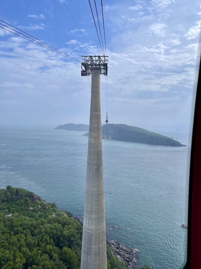 Aerial view of cable car tower