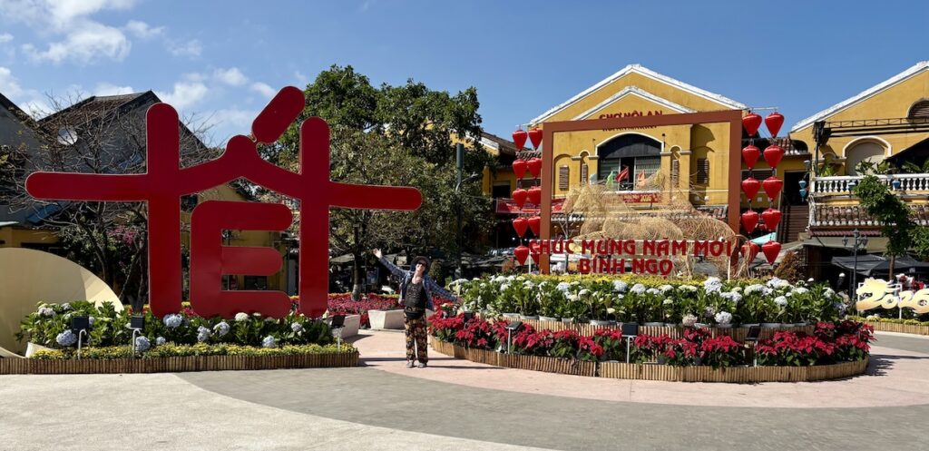 Mrs. ItchyFeet and decorations for Tết