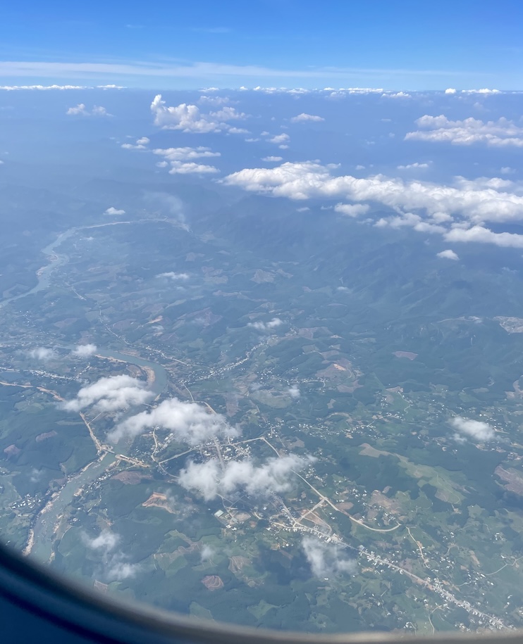 Aerial view during flight into Đà Nẵng, Việt Nam