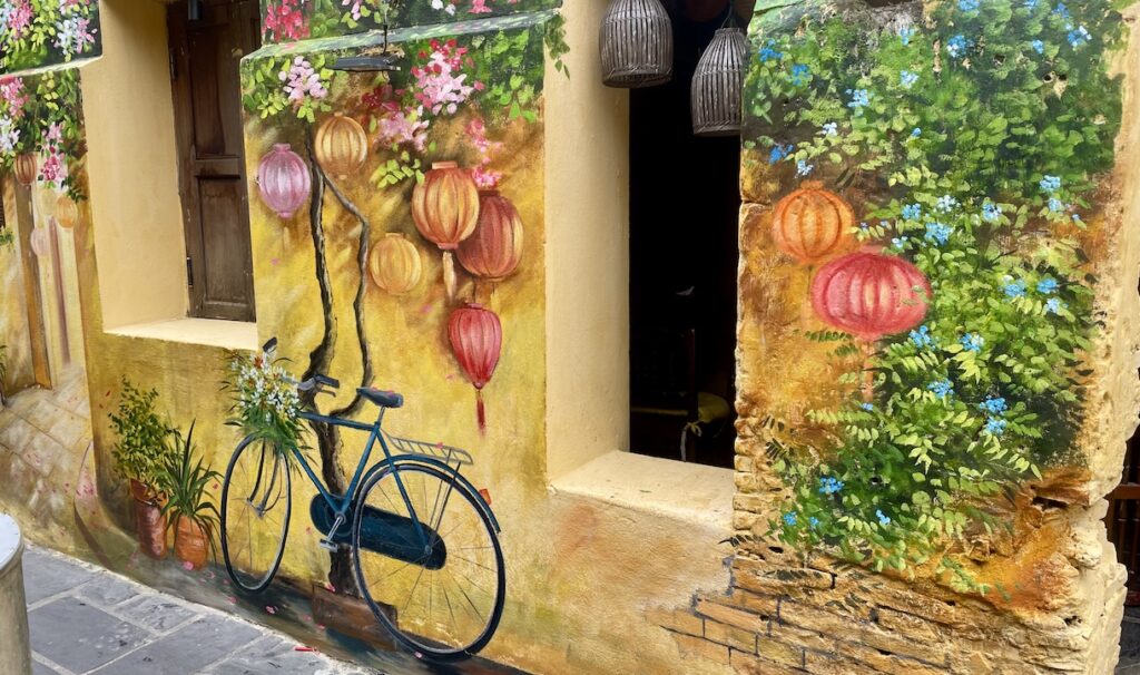 Mural of bike and lanterns in Hội An