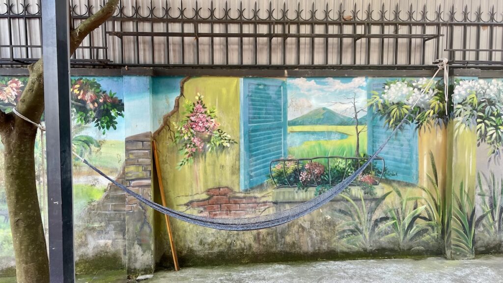 Mural of window and flowers in Hoi An