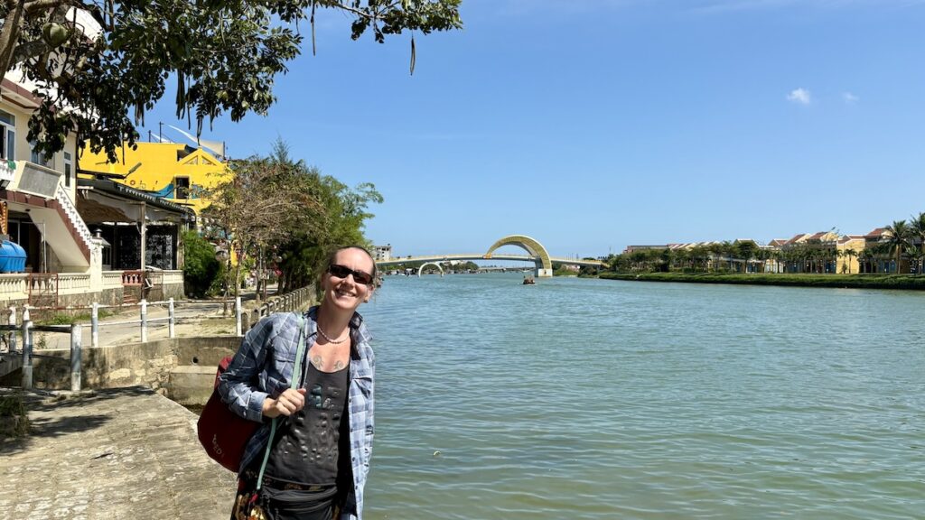 Mrs. ItchyFeet and Thu Bồn River in Hội An