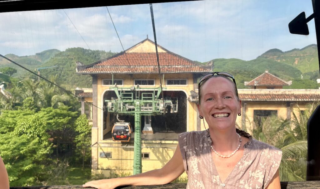 Mrs. ItchyFeet on aerial cable car