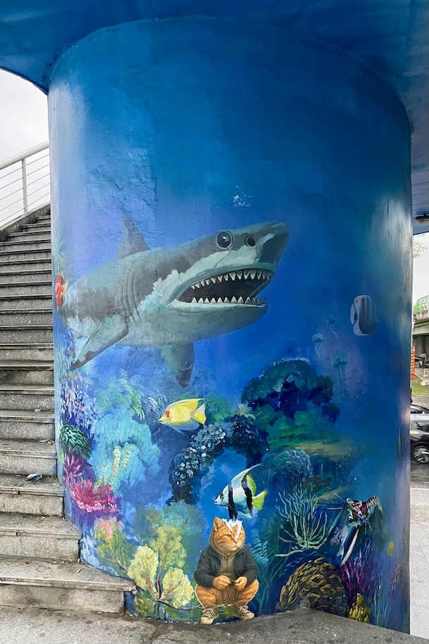 Shark mural under Dragon Bridge