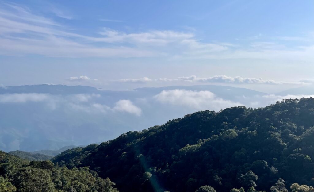 Mountain vista with clouds